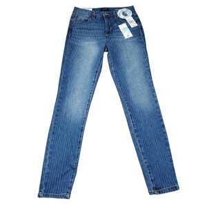 Curve Appeal High Rise Essential Skinny Jeans Stretch Striped Blue Size 2 26